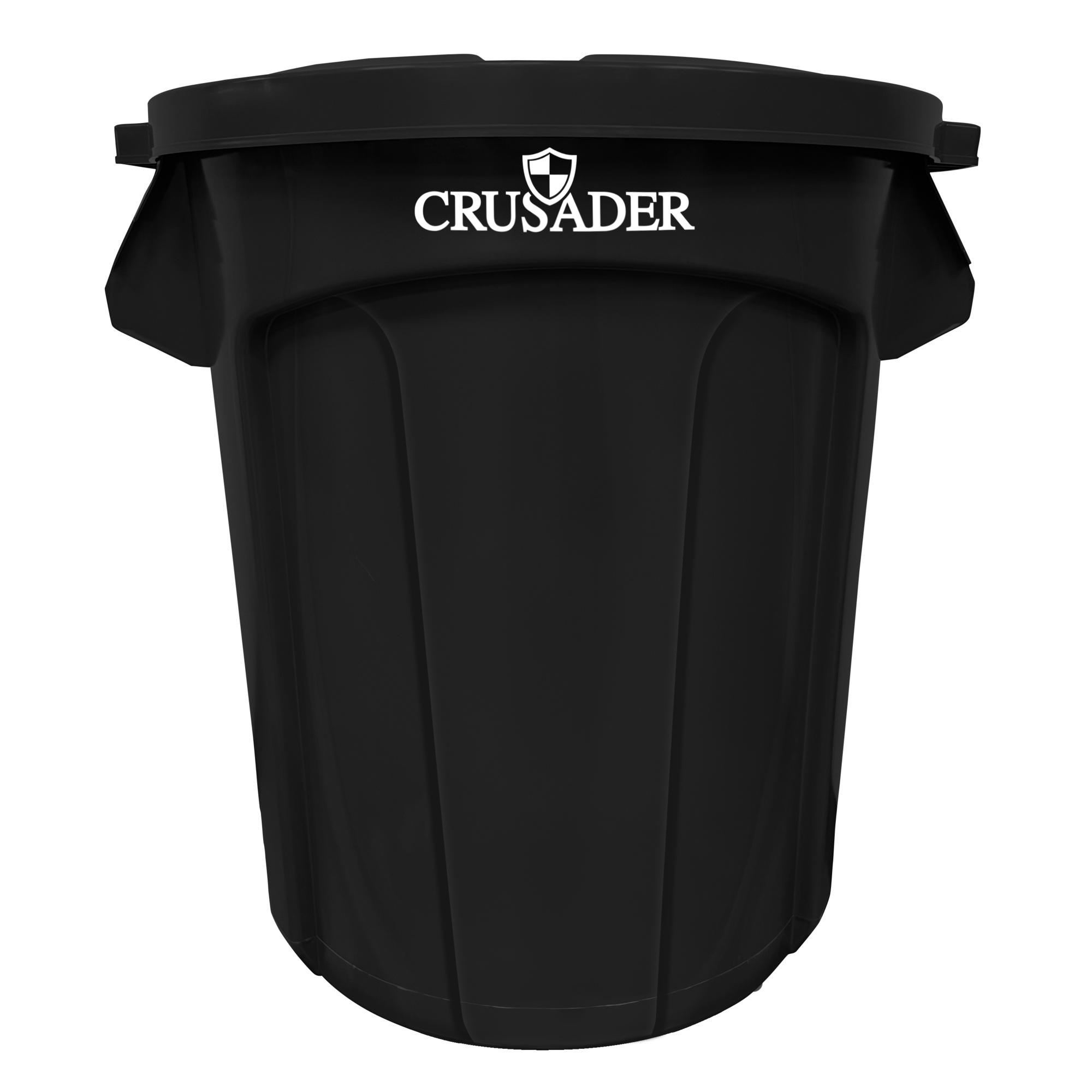 Crusader Round Heavy-duty Utility Container, 20 Gallon, 19-1/2" Dia. x 22-9/10" H, Polyethylene, Black, NSF, Made in USA